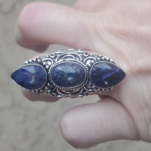 New Oversized Sodalite 925 Silver Statement Ring. - Picture 11 of 16